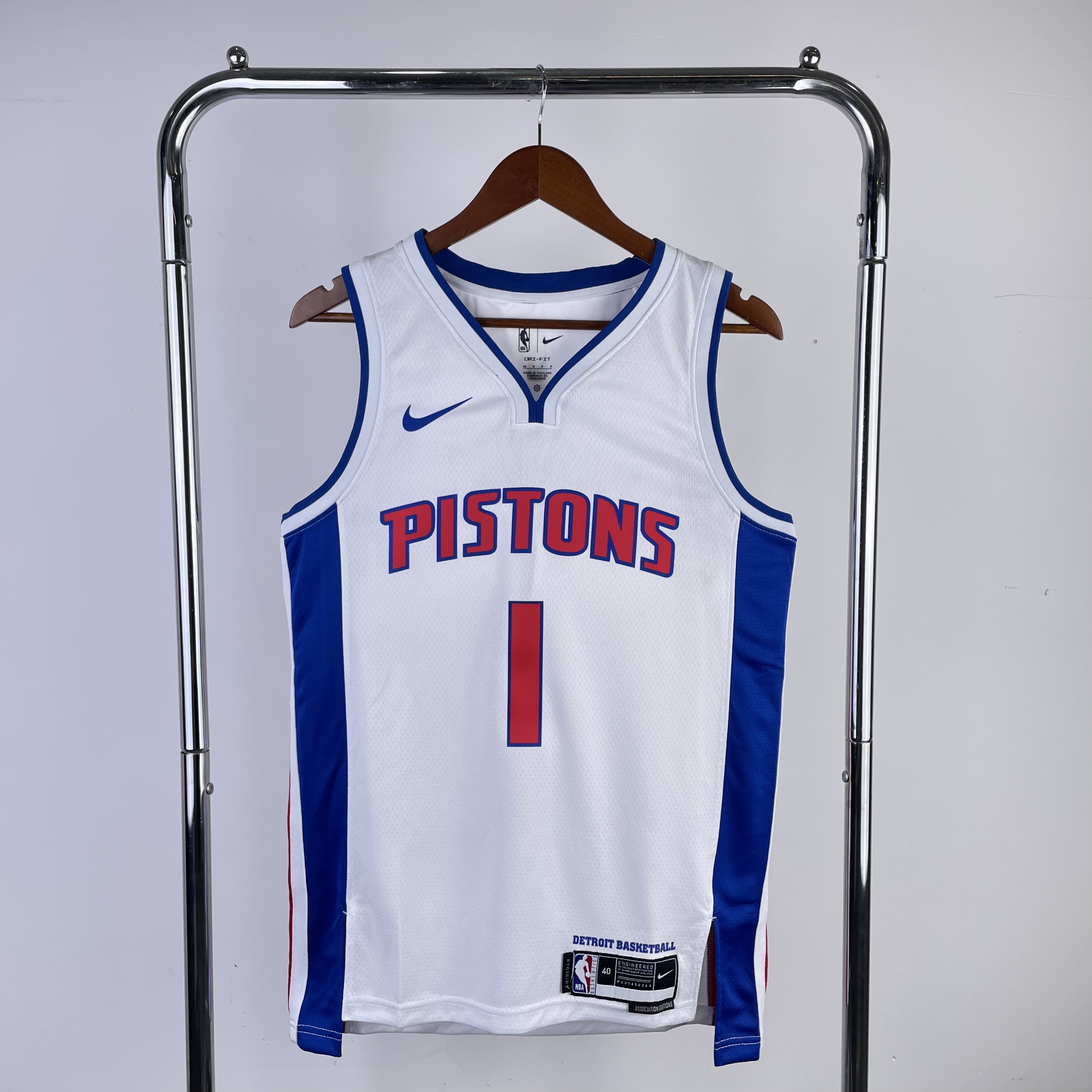 Men Detroit Pistons #1 Iverson White Season Nike 2023 NBA Jersey